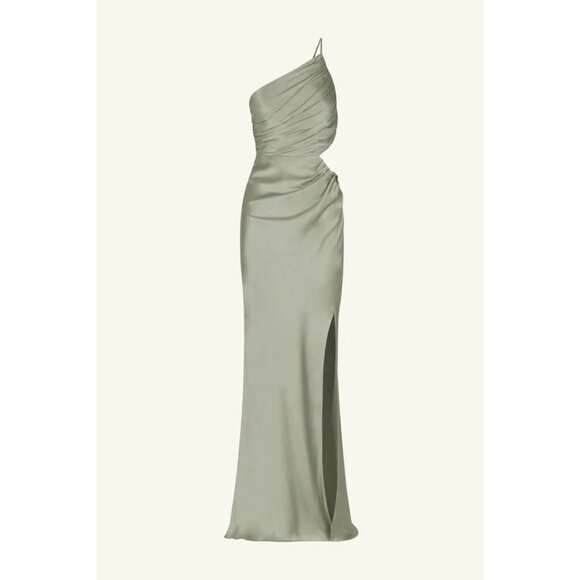 Shona Joy La Lune Asymmetrical Gathered Maxi Dress in Sage 10 New Womens Gown - Picture 8 of 14